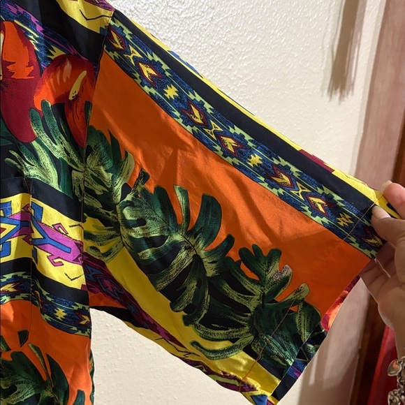 Silk Vibrant Multicolor Button-Up Shirt - Picture 4 of 9